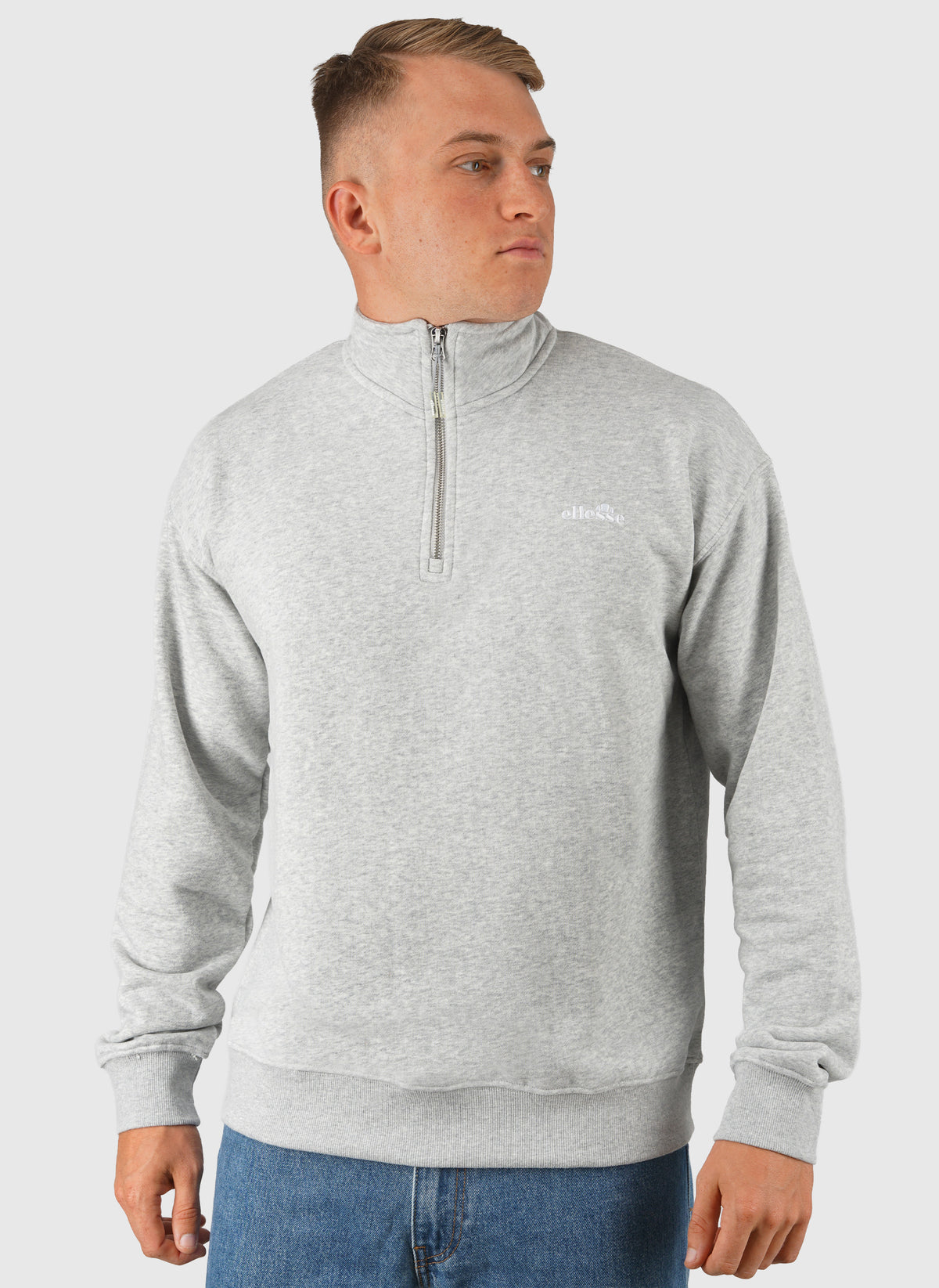 Arivalo 1/4 Zip Sweatshirt - Light Grey Marl
