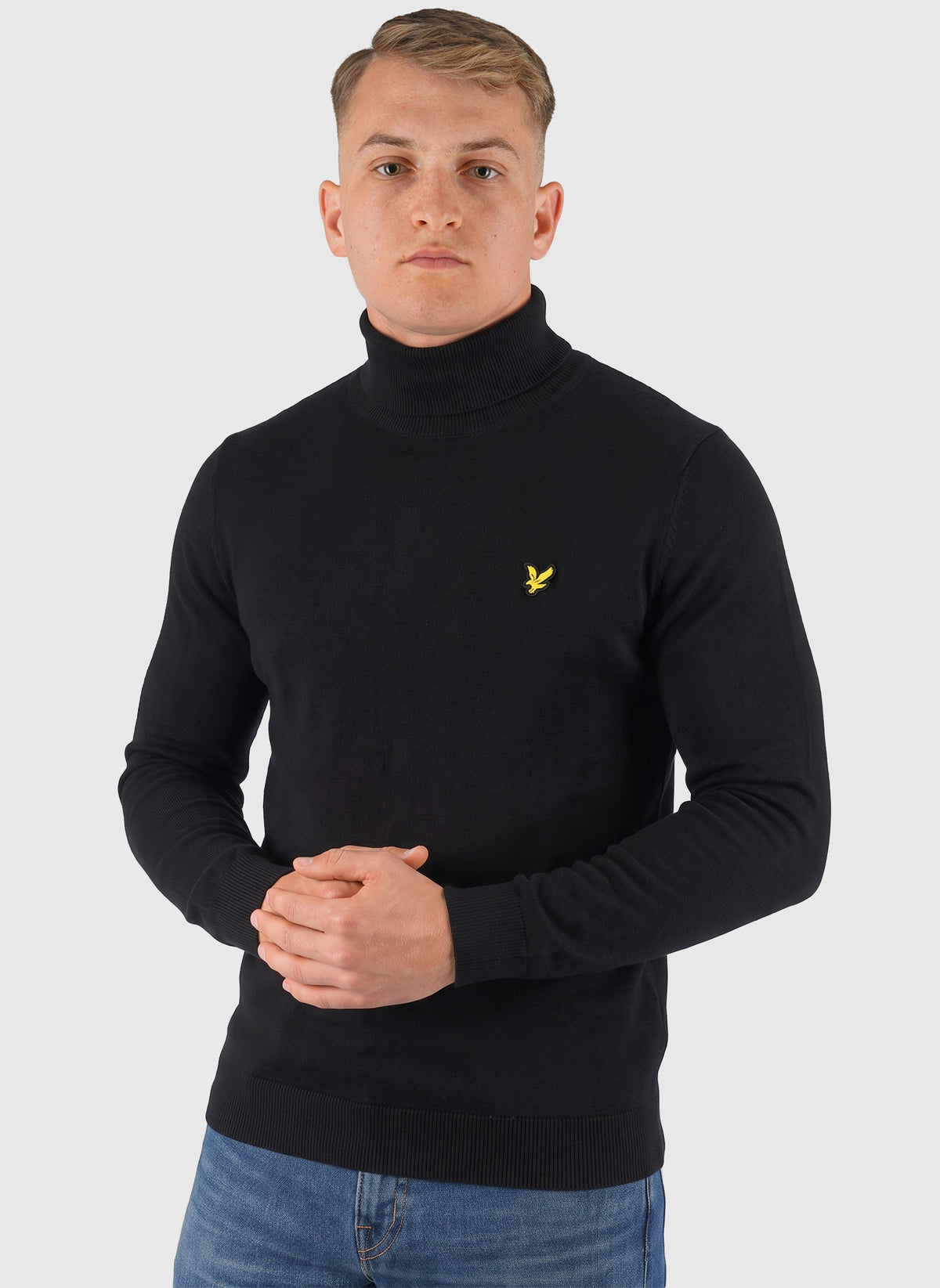 Cotton Merino Turtleneck Jumper - Jet Black