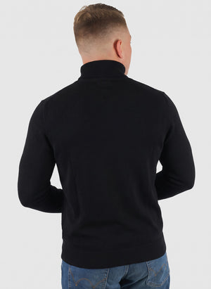 Cotton Merino Turtleneck Jumper - Jet Black