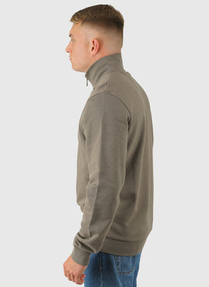 Loopback 1/4 Zip Sweatshirt - Khaki Ash
