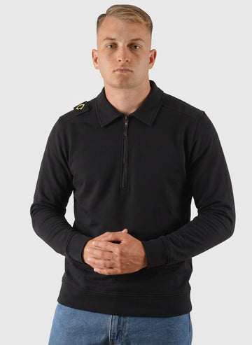 Spread Collar Sweatshirt - Jet Black