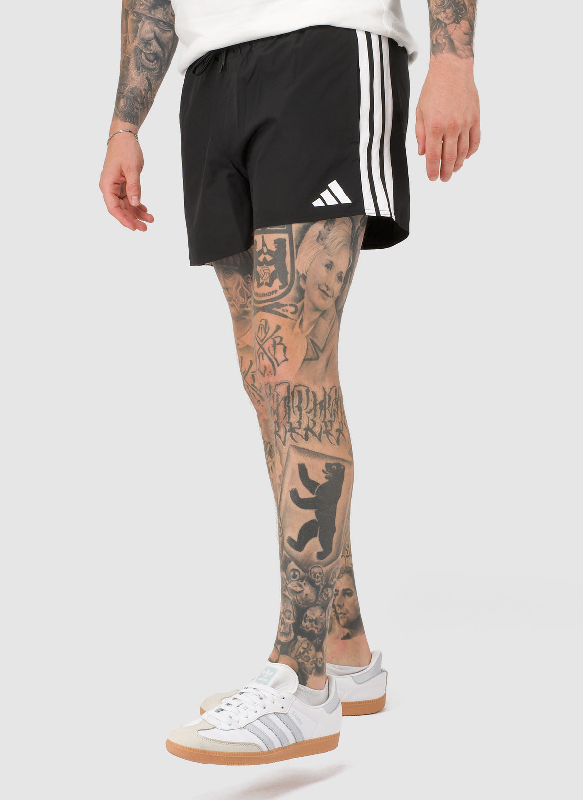 3-Streifen 3-Inch Badeshorts - Black/White
