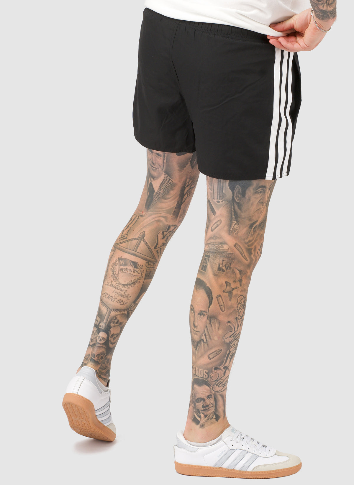 3-Streifen 3-Inch Badeshorts - Black/White