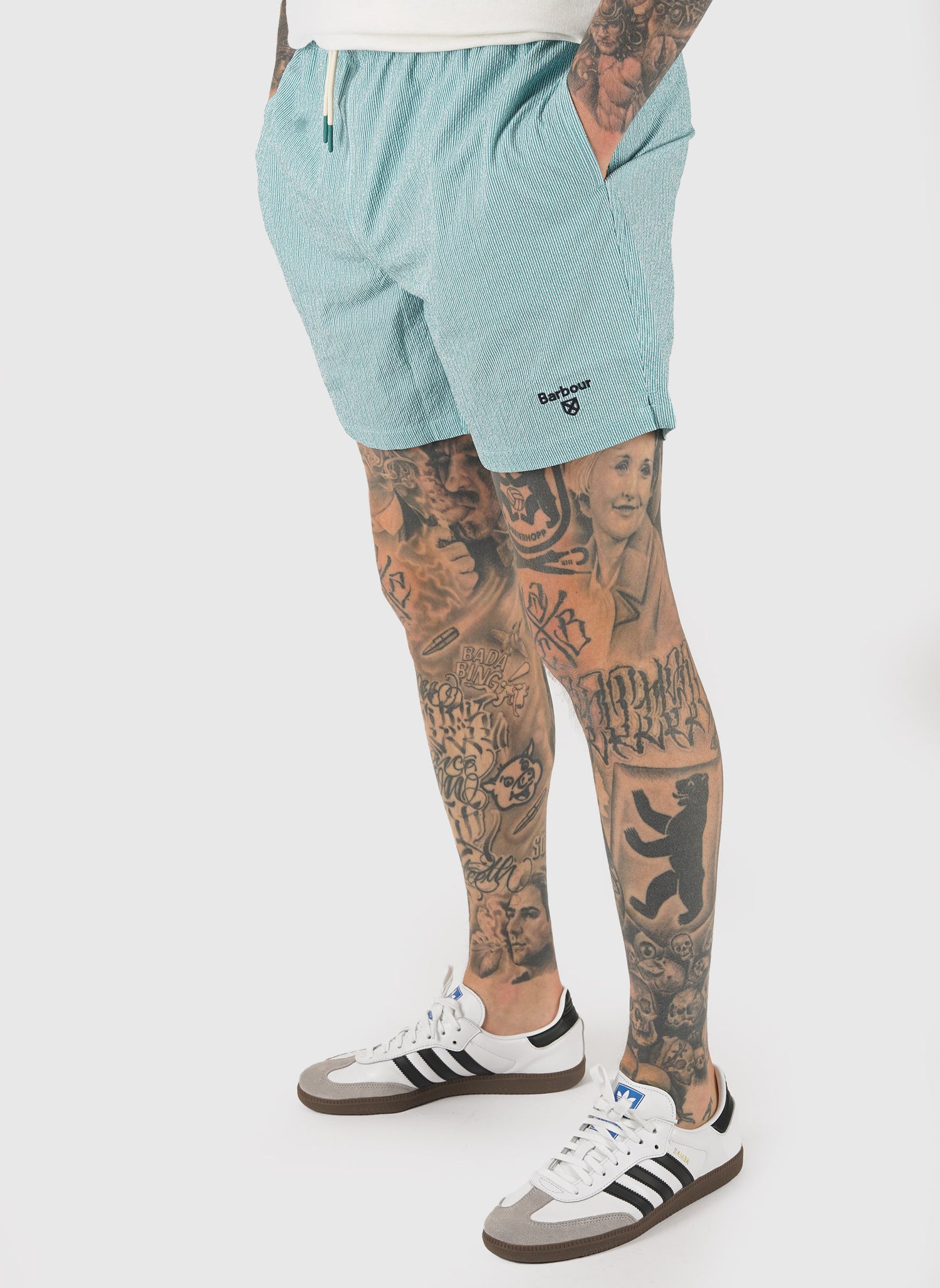 Somerset Pinstripe Short - Light Teal