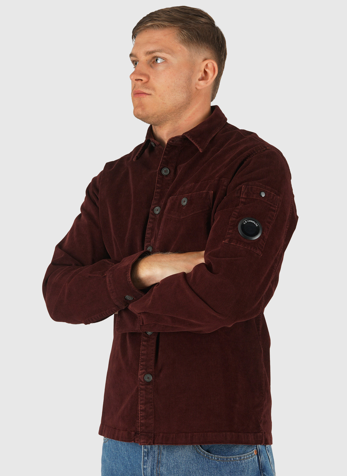 Corduroy Long Sleeve Lens Shirt - Andorra Red