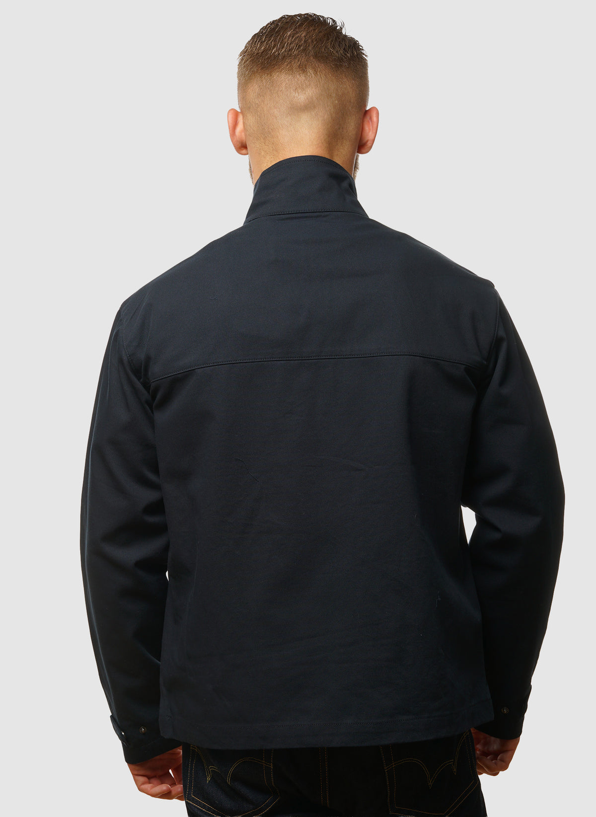 High Neck Twill Jacket - Dark Navy