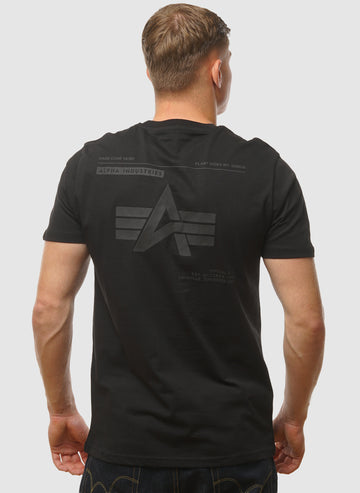 Label Back Print T-Shirt - Black/Black