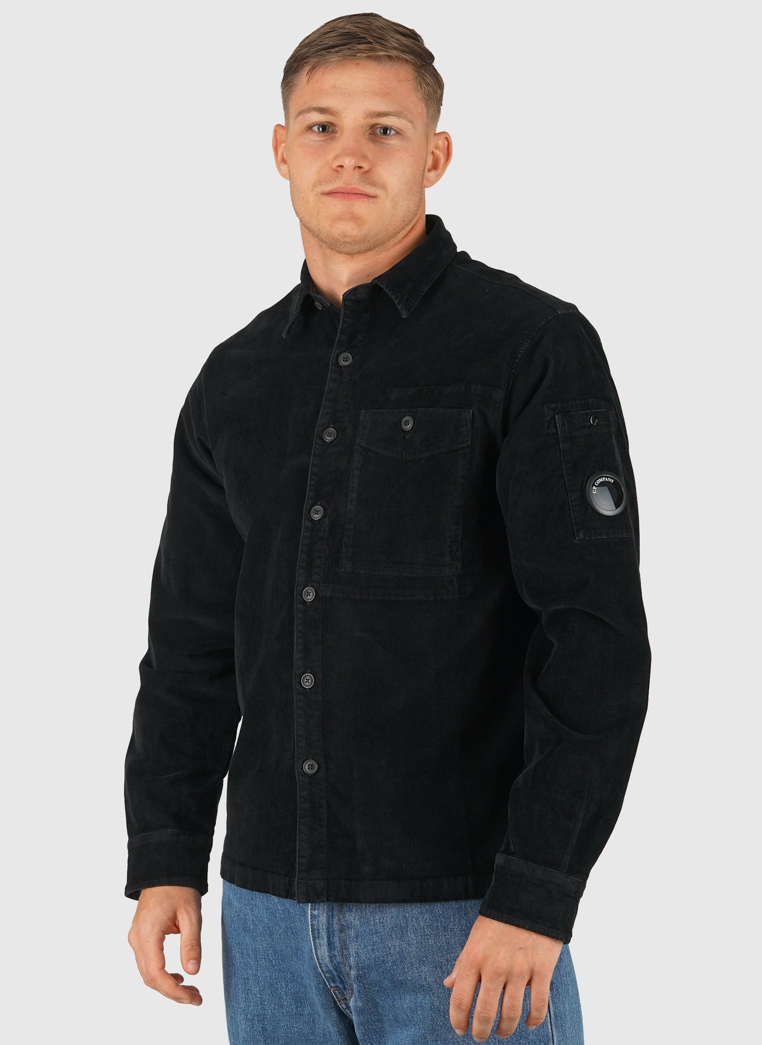 Corduroy Long Sleeve Lens Shirt - Black