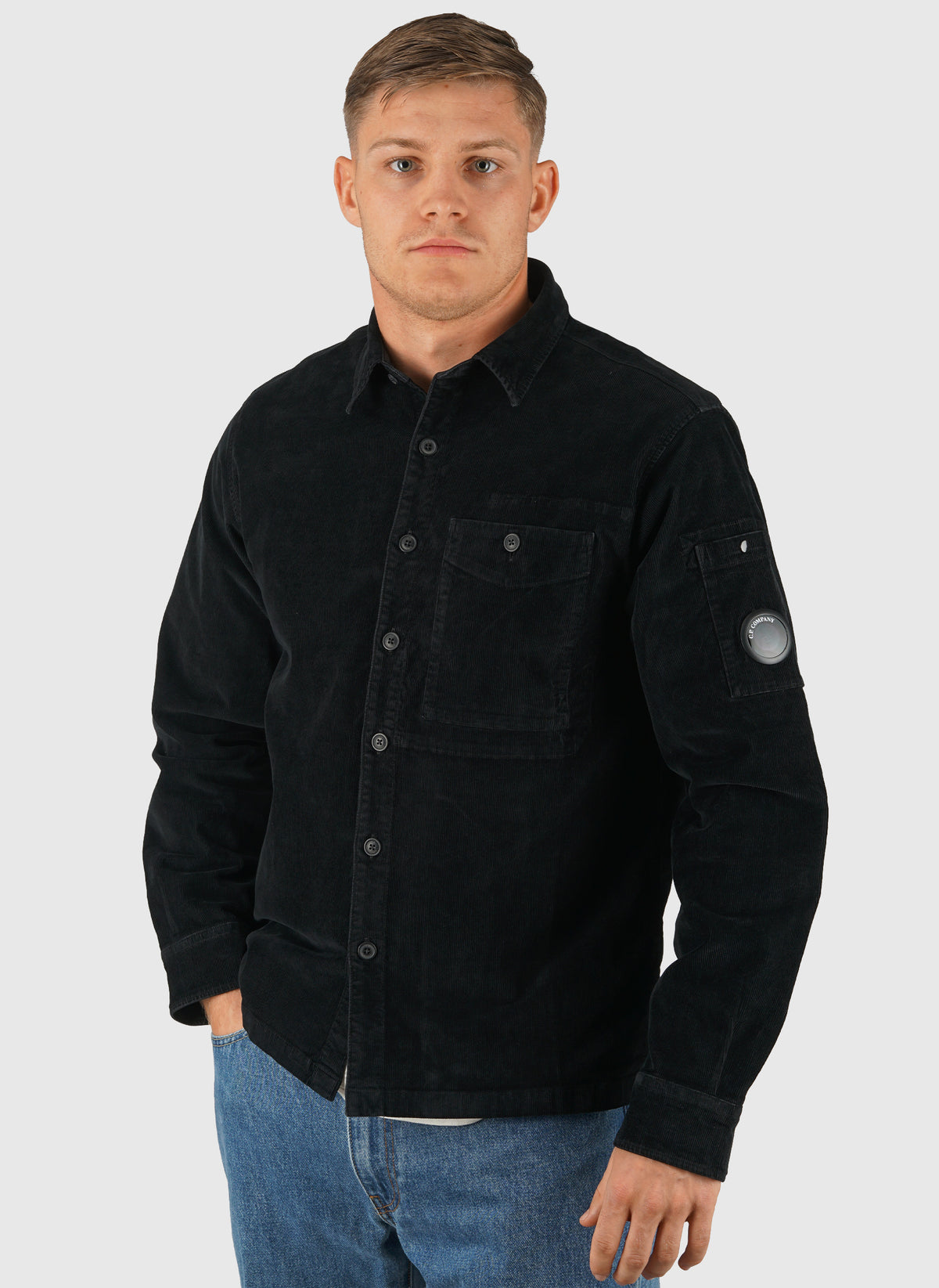 Corduroy Long Sleeve Lens Shirt - Black