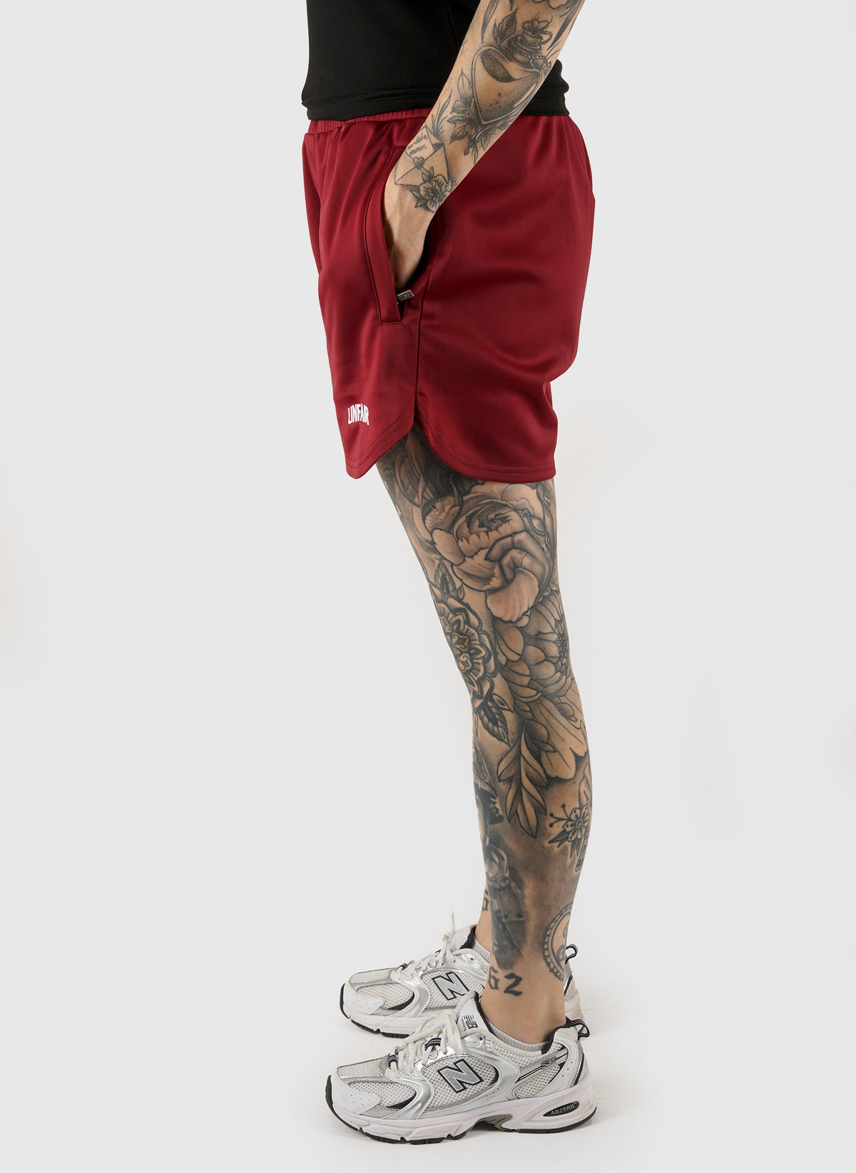 Unfair Womens Curved Shorts - Burgundy