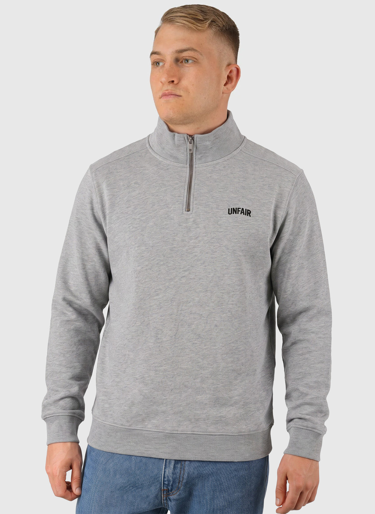 Curved Halfzip Sweatshirt - Grey Melange