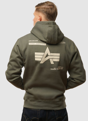 Label Back Print Hoodie - Dark Olive