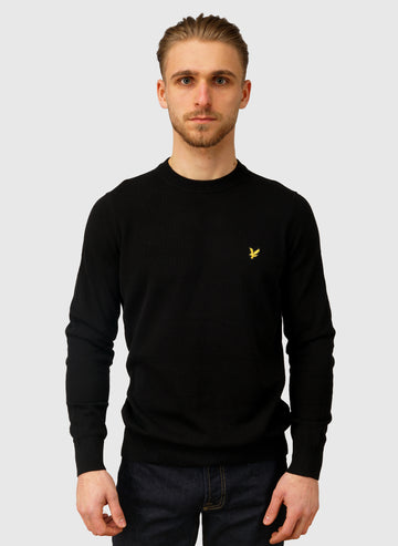 Cotton Crew Neck Jumper - Jet Black