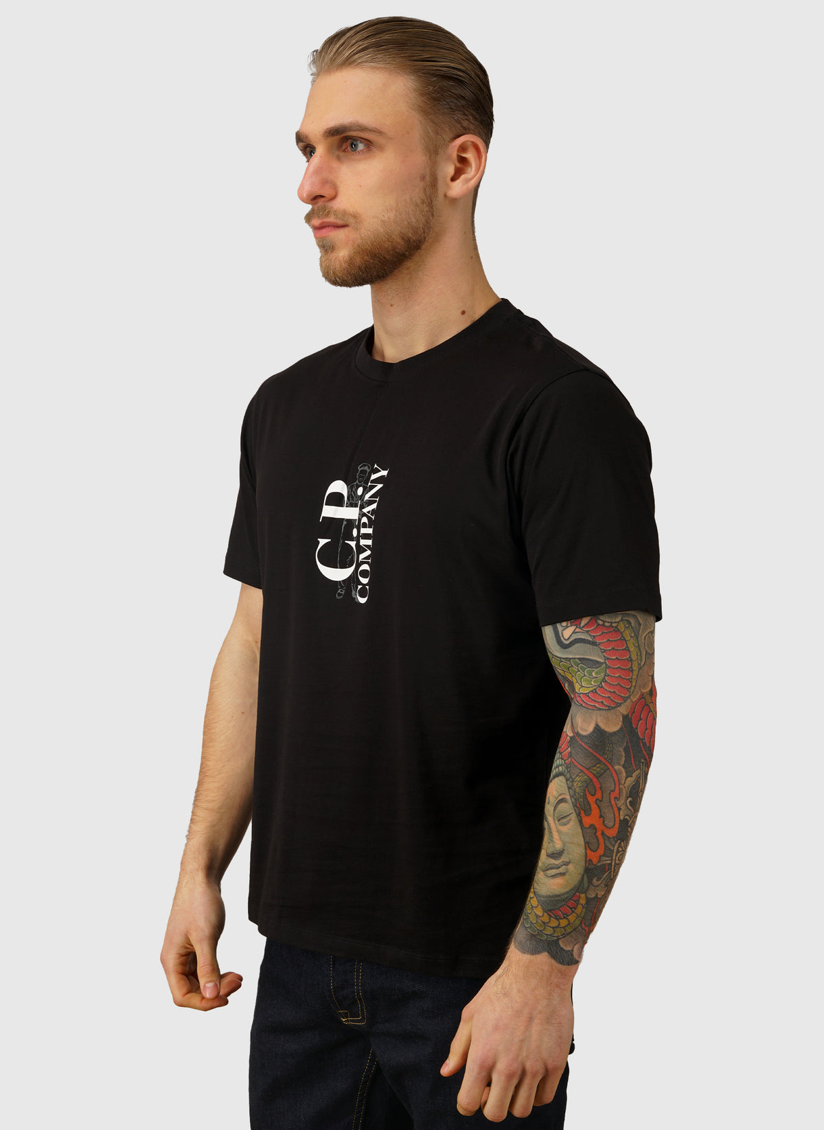 30/1 Printed Jersey T-Shirt - Black