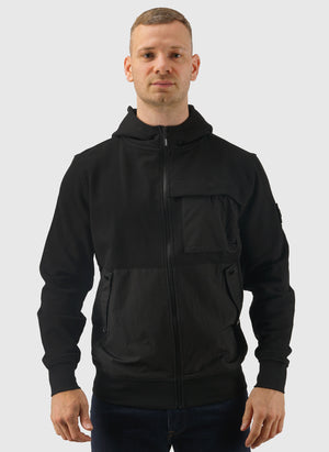 Daponte Zip Through Hoodie - Black
