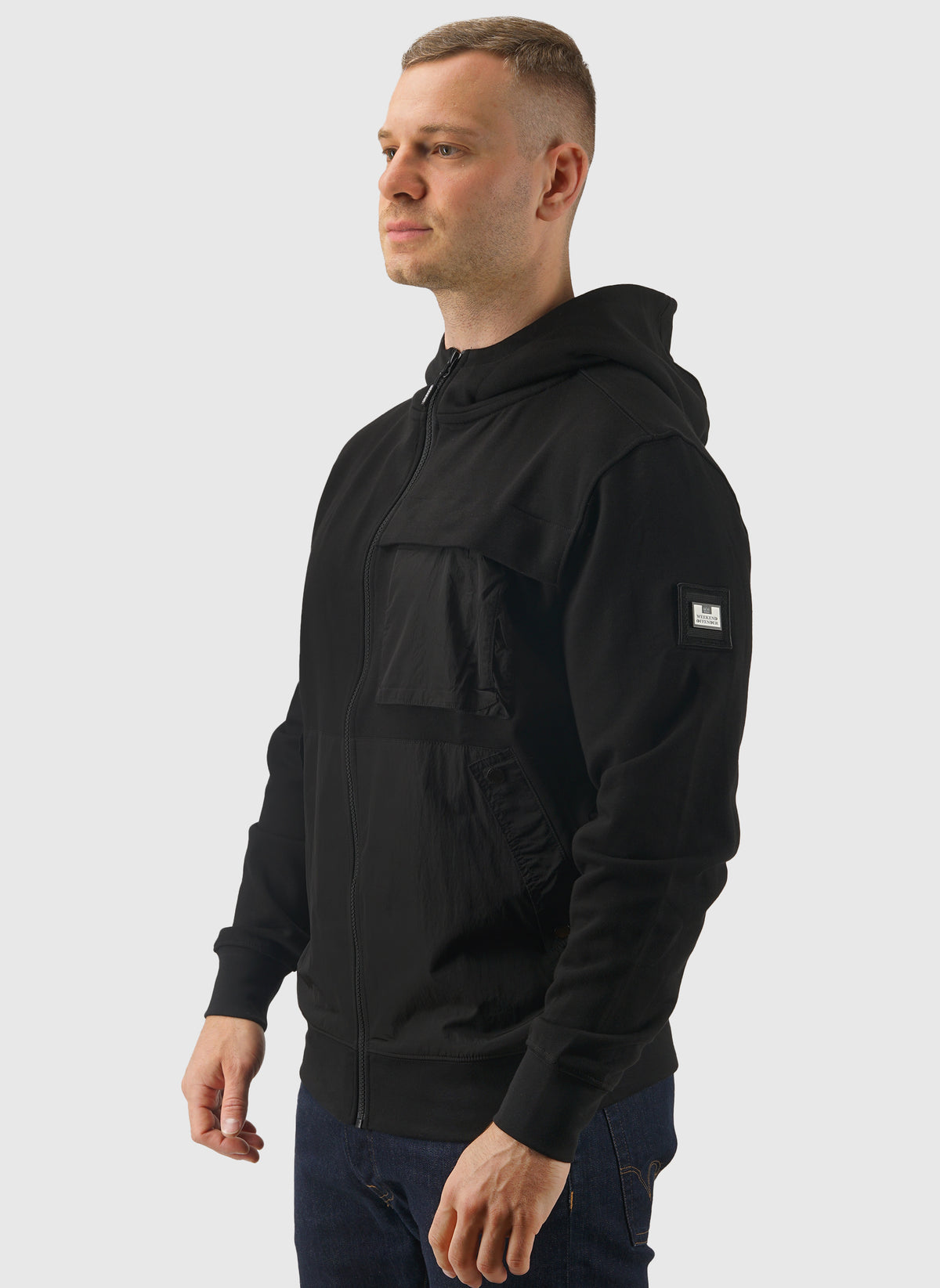 Daponte Zip Through Hoodie - Black