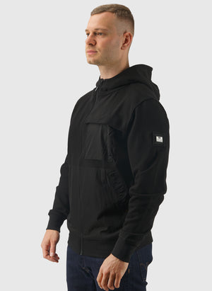 Daponte Zip Through Hoodie - Black