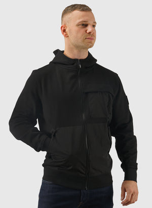 Daponte Zip Through Hoodie - Black