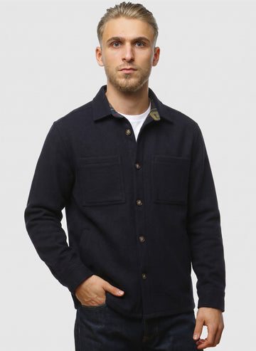 Marltown Tailored Wool-Blend Overshirt - Navy Marl