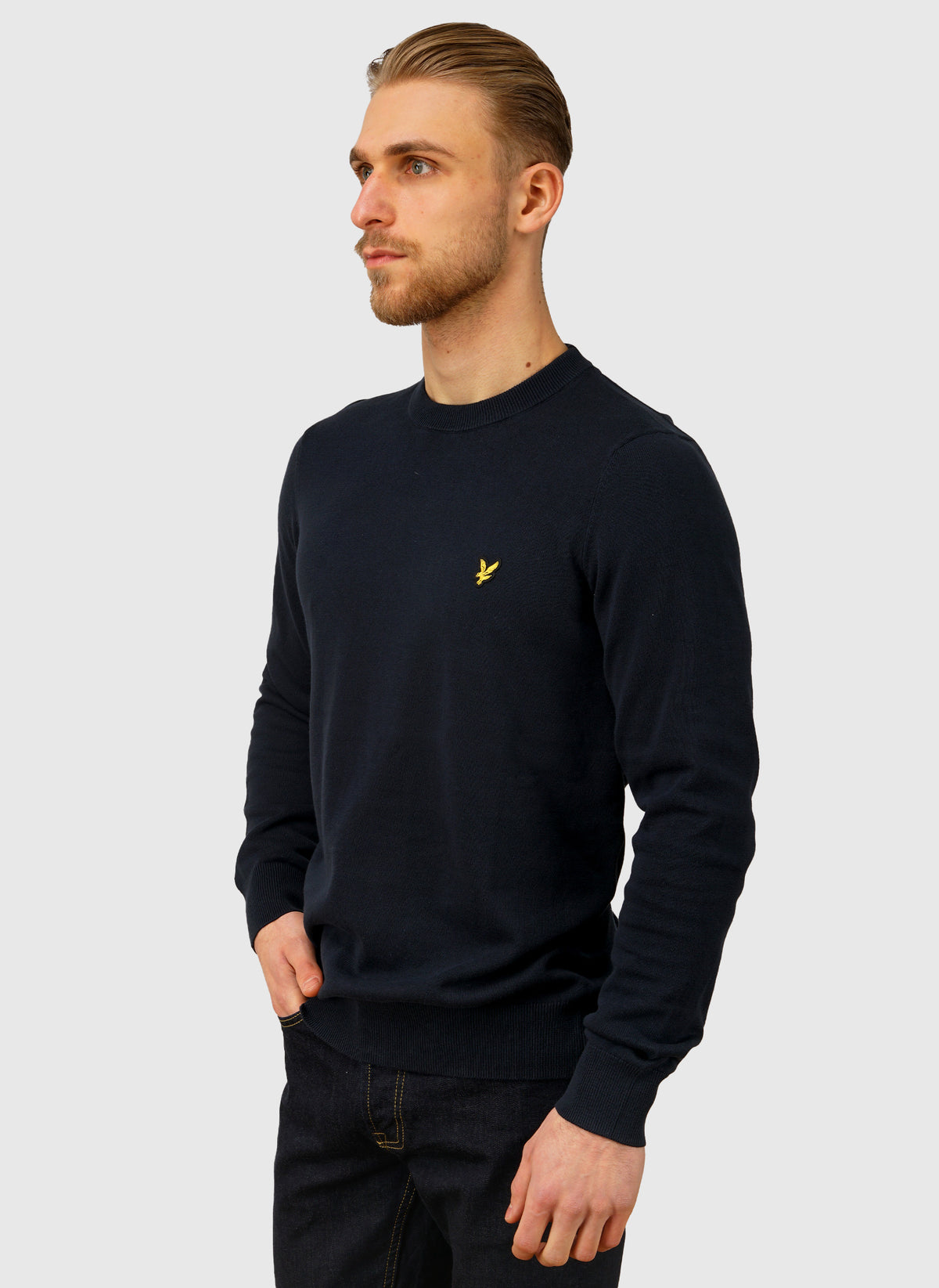 Cotton Crew Neck Jumper - Dark Navy