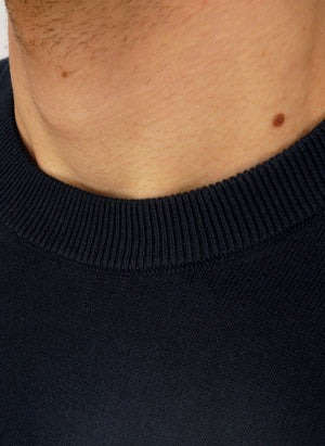 Cotton Crew Neck Jumper - Dark Navy