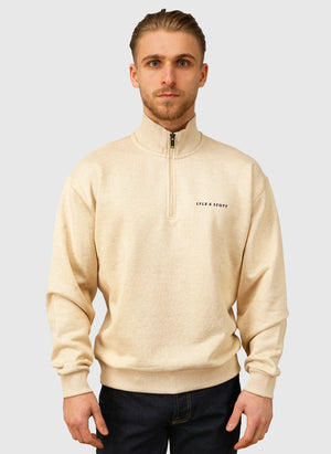 Script Heavyweight Loopback 1/4 Zip Sweatshirt - Ice Cream Marl