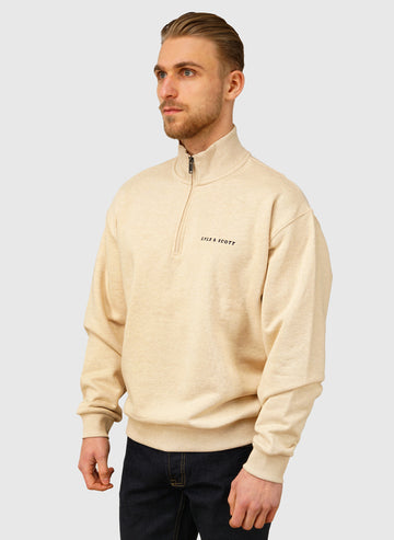 Script Heavyweight Loopback 1/4 Zip Sweatshirt - Ice Cream Marl