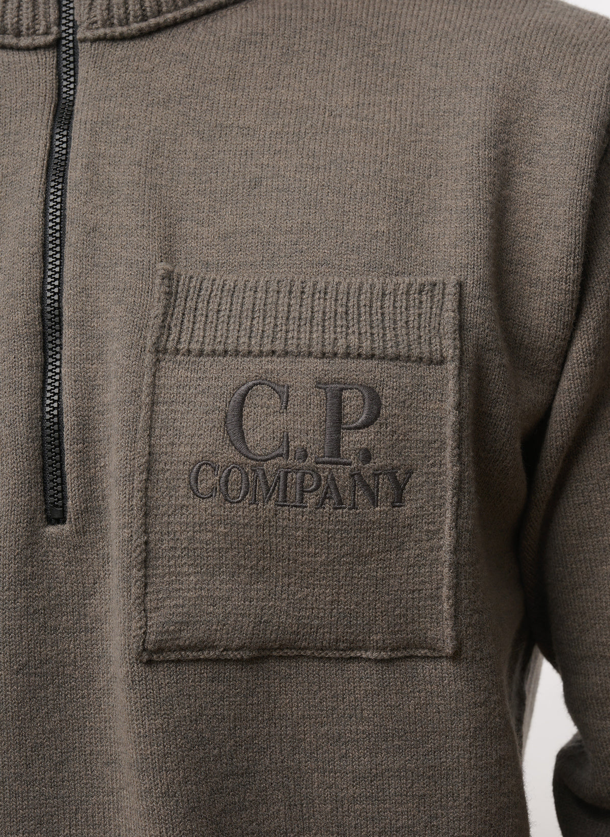 Soft Cotton Stretch Pocket Half-Zip - Gunmetal