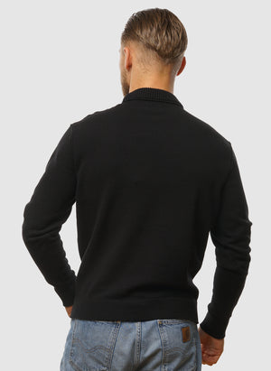 Soft Cotton Stretch Pocket Crew Neck - Black