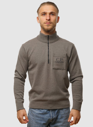Soft Cotton Stretch Pocket Half-Zip - Gunmetal