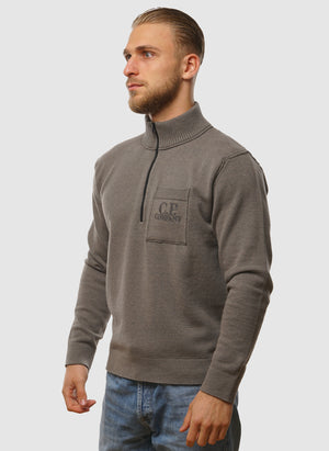 Soft Cotton Stretch Pocket Half-Zip - Gunmetal