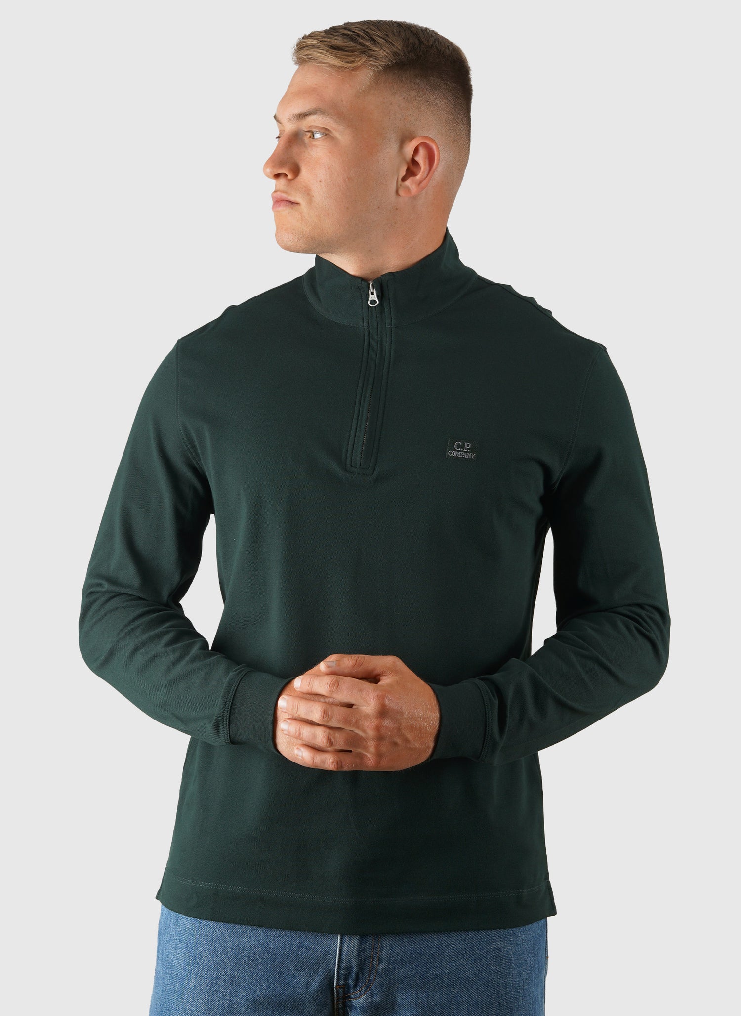 Stretch Piquet 1/2 Zip Long Sleeve Polo - Ponderosa Pine