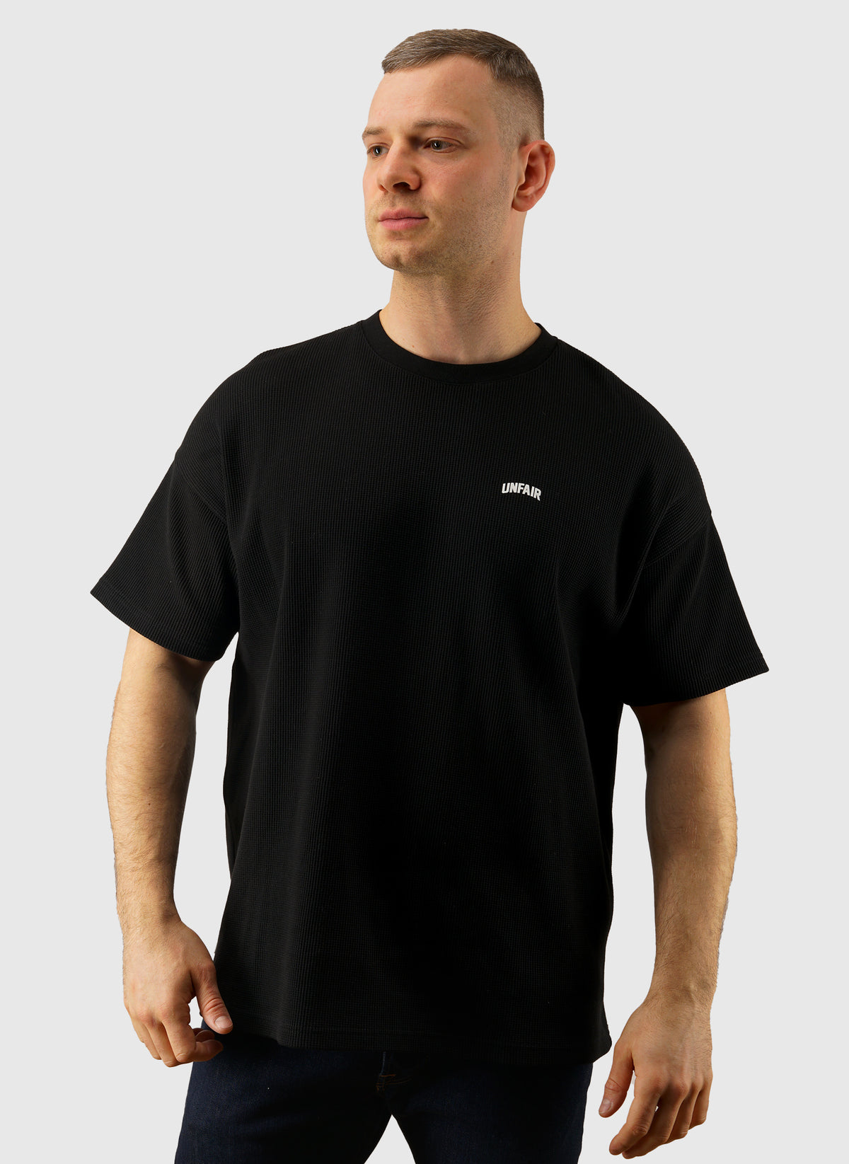 Curved Waffle T-Shirt - Black