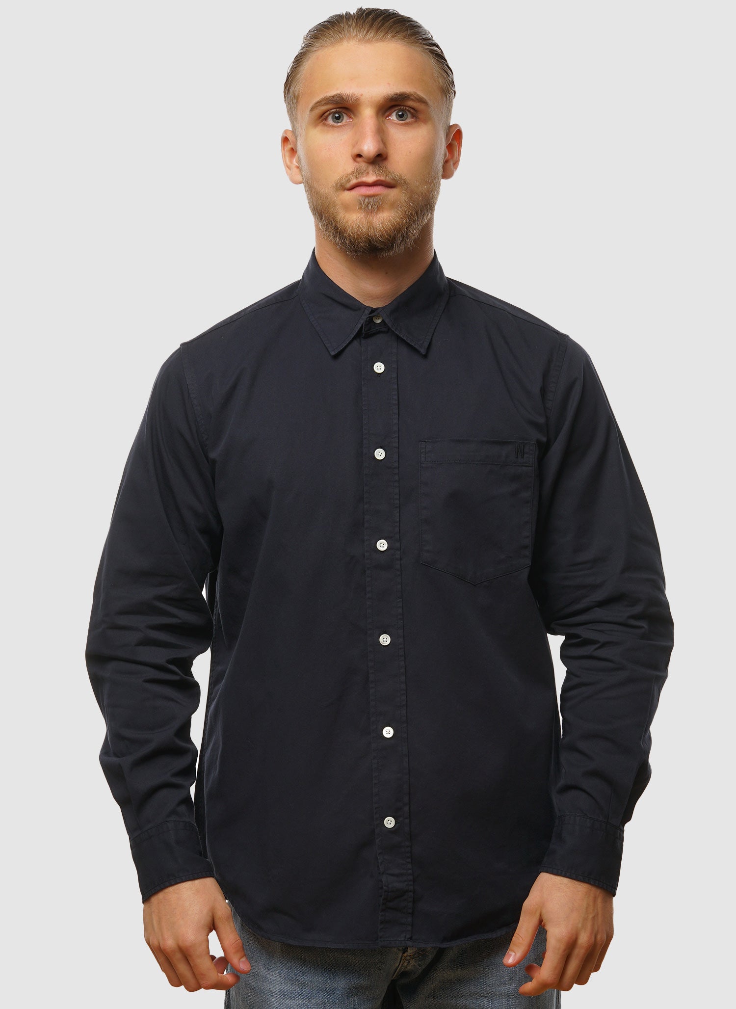 Algot Twill Hemd - Dark Navy