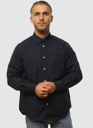Algot Twill Hemd - Dark Navy
