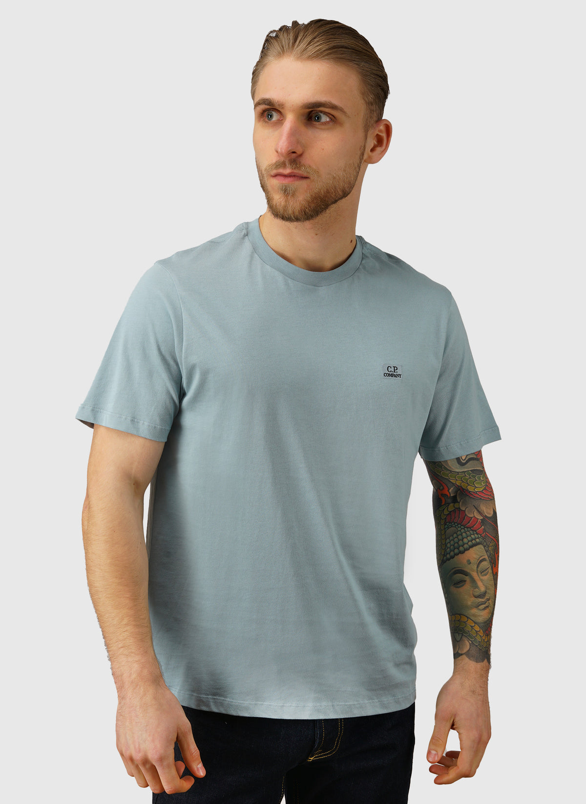 Logo Badge Jersey T-Shirt - Silver Blue