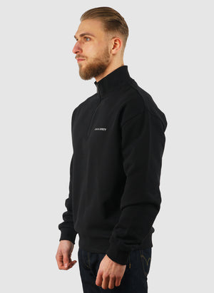 Script Heavyweight Loopback 1/4 Zip Sweatshirt - Jet Black