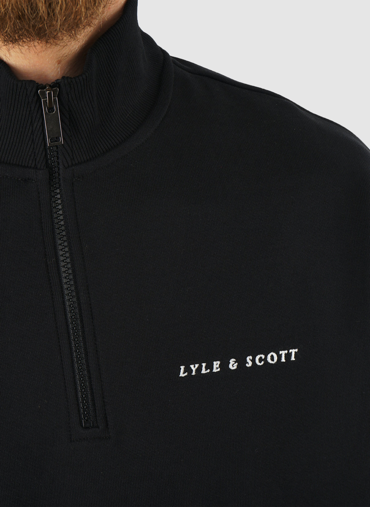 Script Heavyweight Loopback 1/4 Zip Sweatshirt - Jet Black