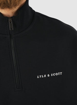 Script Heavyweight Loopback 1/4 Zip Sweatshirt - Jet Black