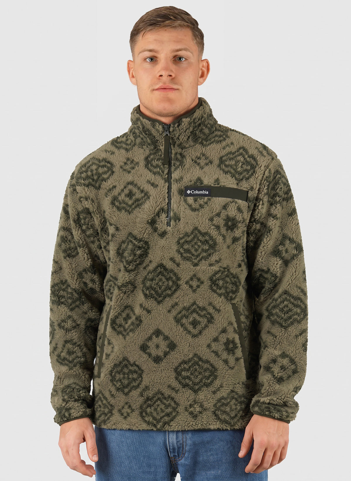 Rugged Ridge Sherpa Half Zip - Stone Green Checked Out
