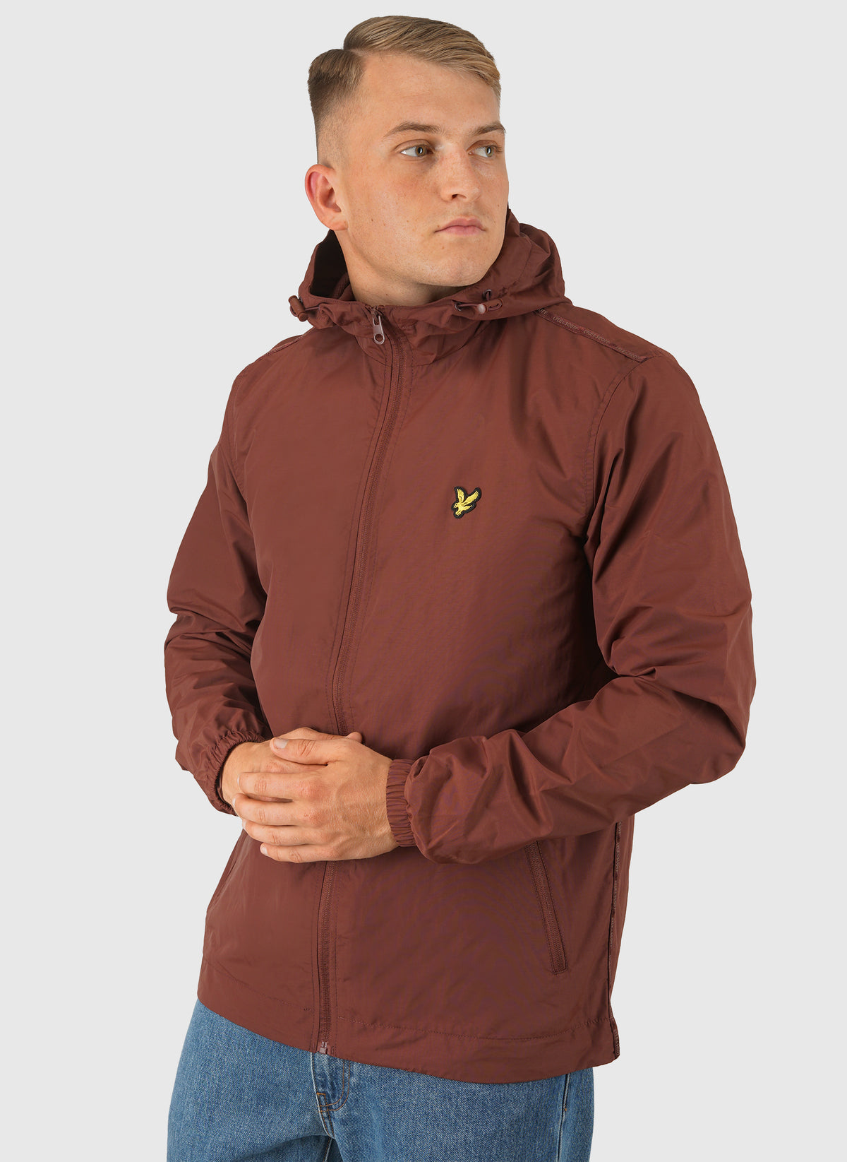 Taped Zip Through Hooded Jacket - Dark Cherry Red