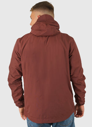 Taped Zip Through Hooded Jacket - Dark Cherry Red