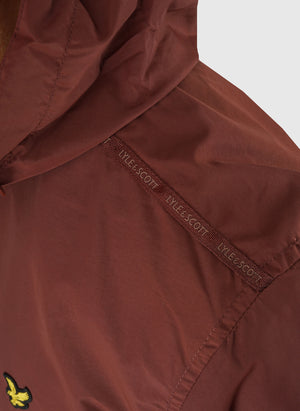 Taped Zip Through Hooded Jacket - Dark Cherry Red
