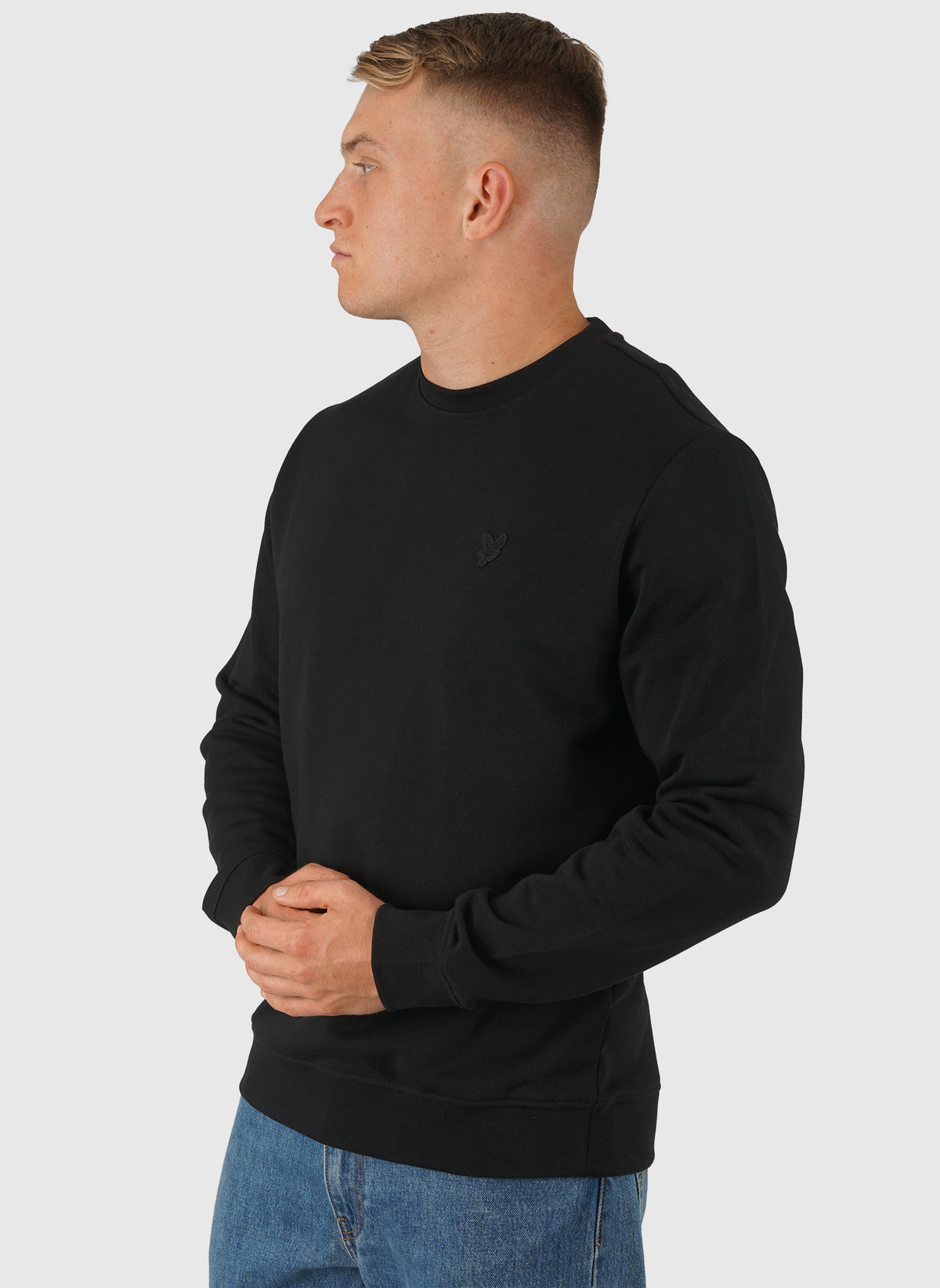 Superfine Crew Neck Sweatshirt - Jet Black