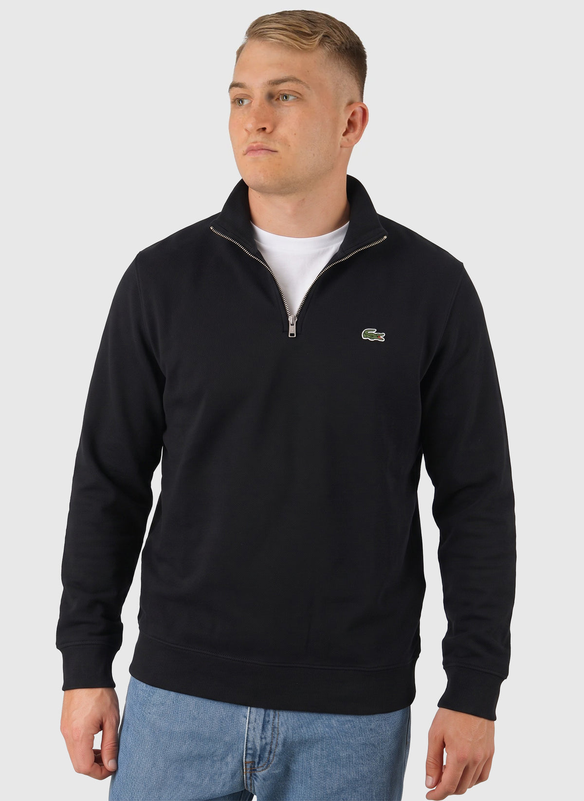 Half Zip Cotton Sweatshirt - Black