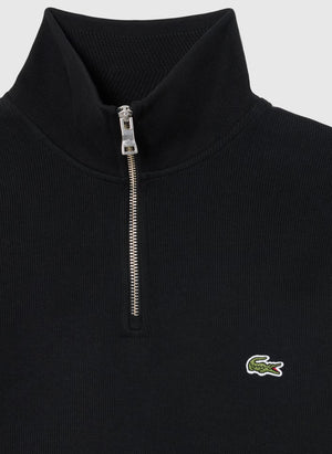 Half Zip Cotton Sweatshirt - Black