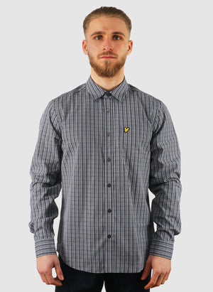 Grid Check Hemd - Dark Navy