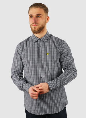 Grid Check Hemd - Dark Navy