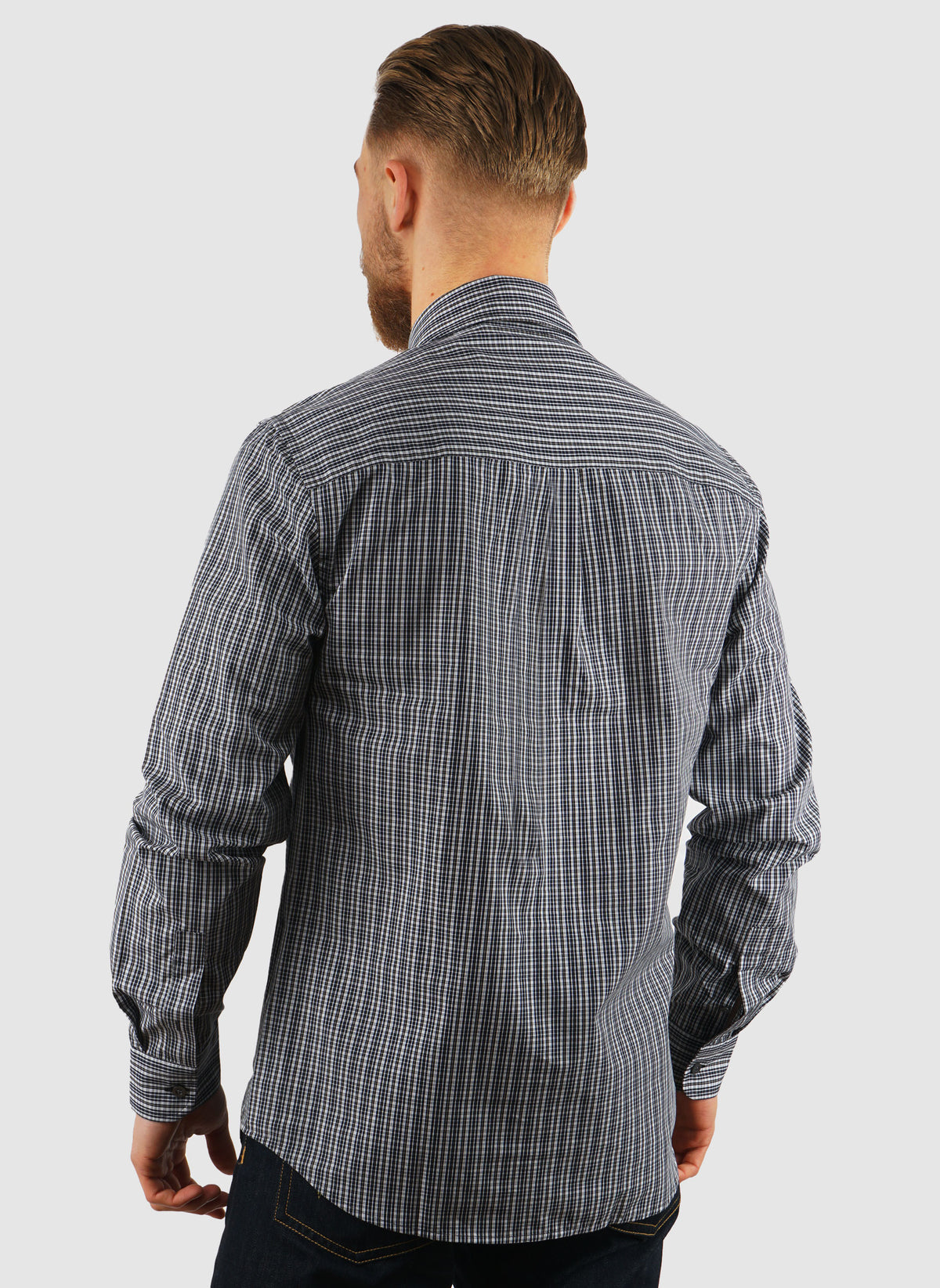 Grid Check Hemd - Dark Navy