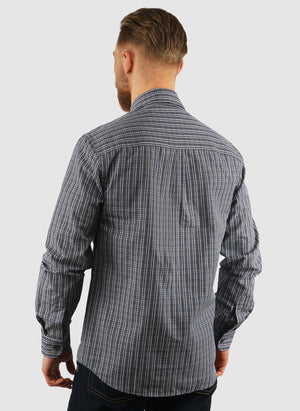 Grid Check Hemd - Dark Navy